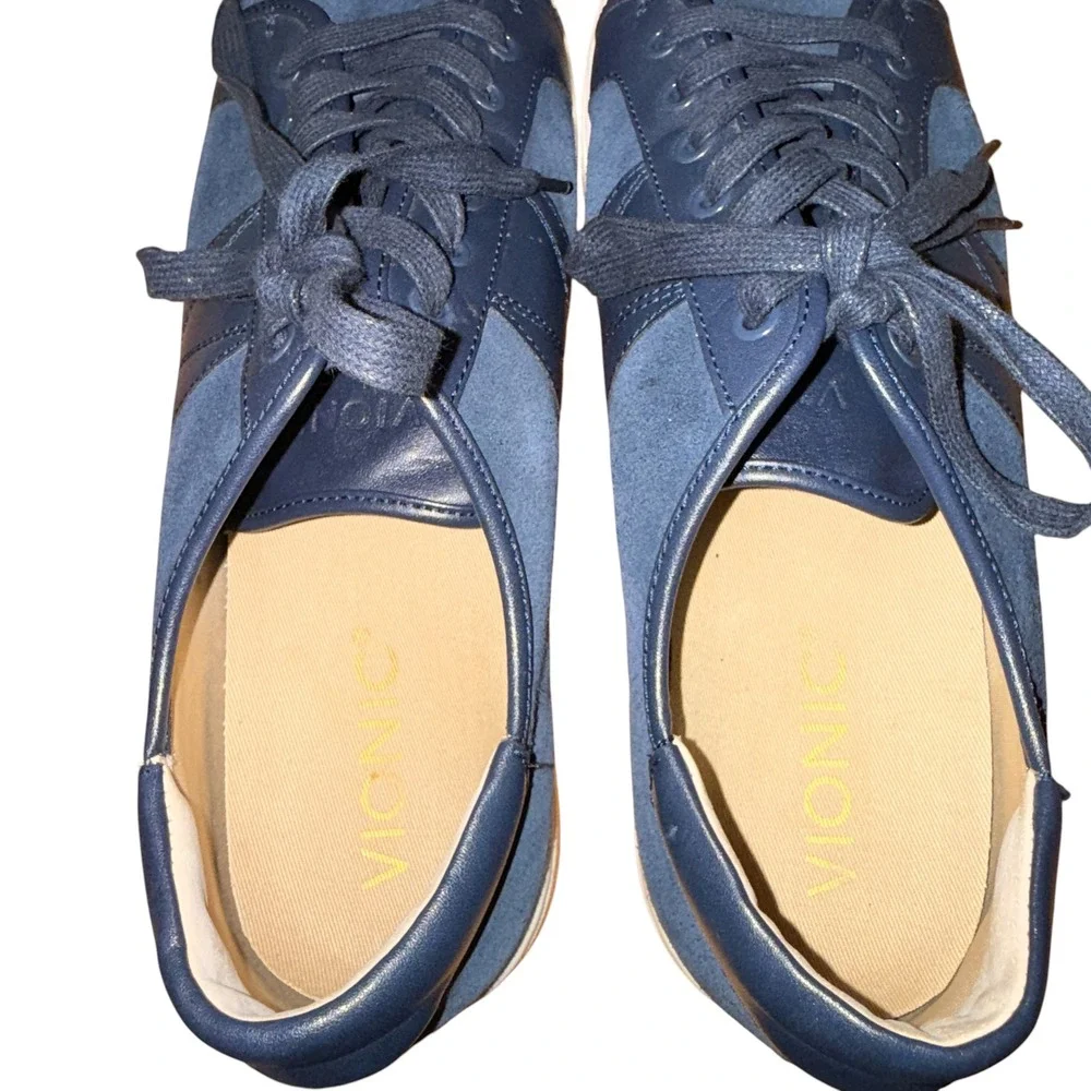 Vionic Jerome Suede Sneakers Mens 11 Pre-Owned Low‎ Top Navy Blue Shoes Orthotic
